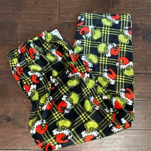 Dr Seuss The Grinch Mens Pajama Pants Sz L NWT Plaid Plush